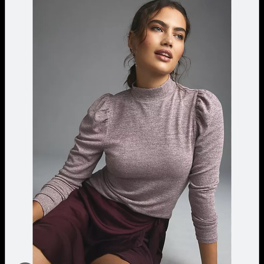 Left Coast Collection by Dolan Puff Sleeve Mock Neck Top